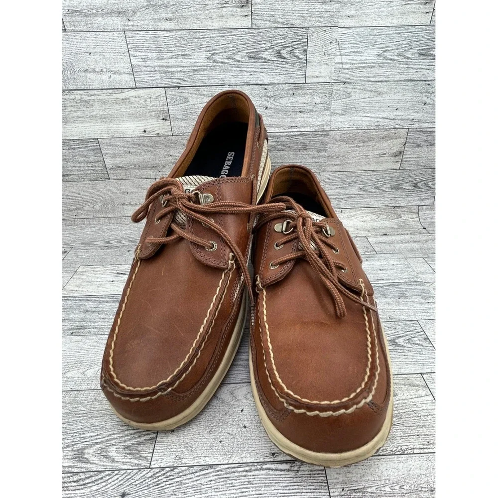 Sebago Clovehitch II Amber Gold Leather Boat Shoes Men Sz 13W Wide Deck Shoe